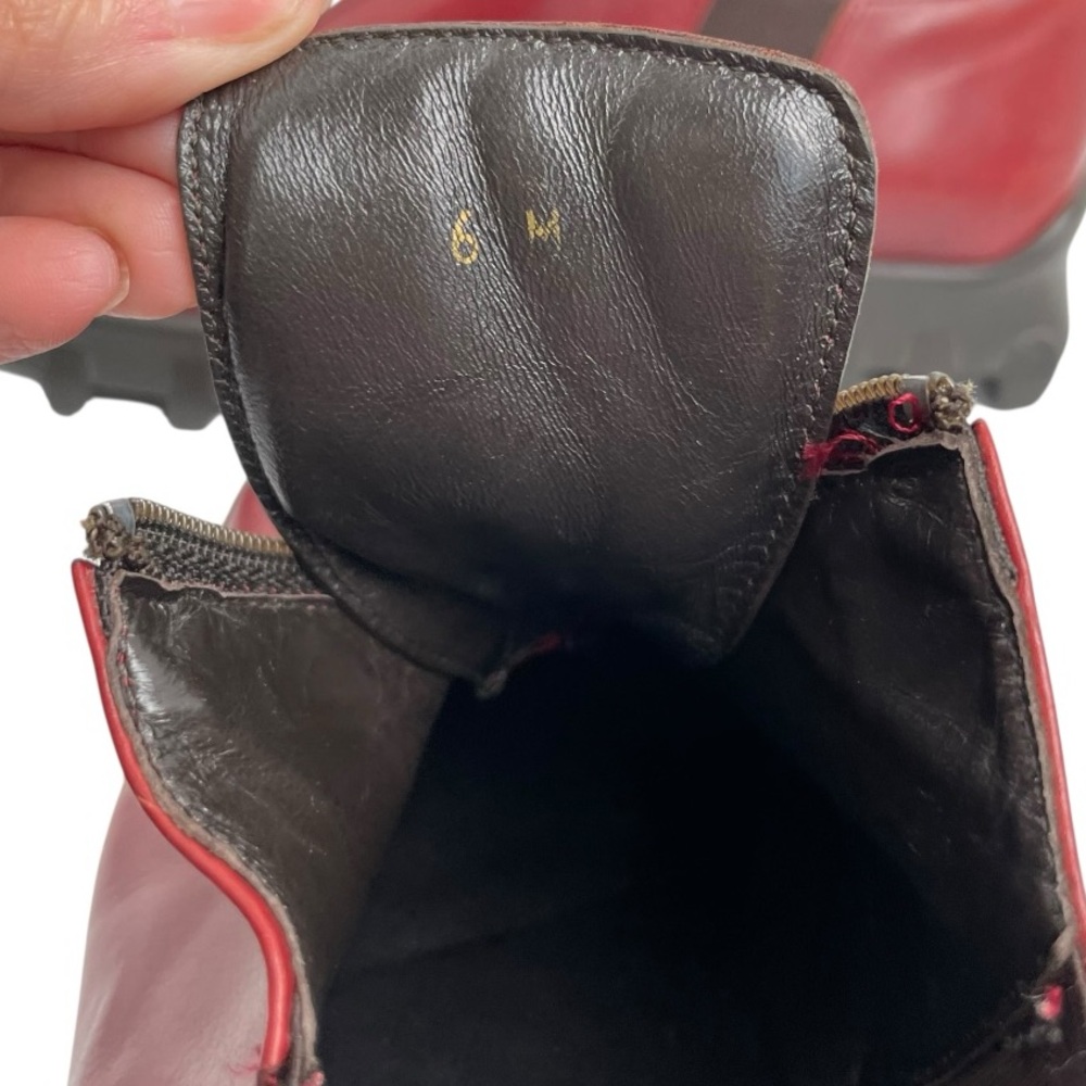 Vintage Donald J Pliner Agnes Red Calf Leather Zip Shoes Size 6M Made in Italy - Picture 12 of 16